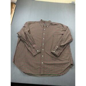 Ralph Lauren Shirt Mens Big 2X Red Green Plaid Button Down Long Sleeve Pony Logo